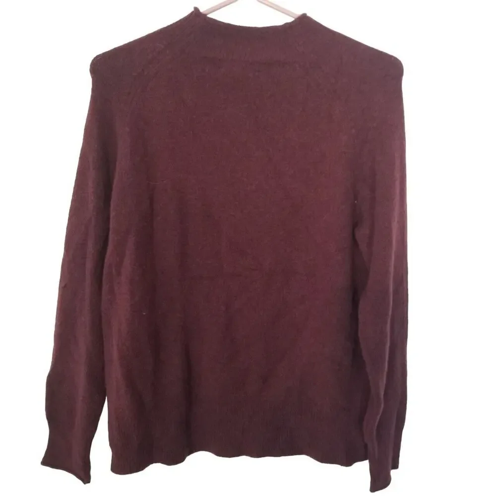 J. Crew Womens Alpaca Merino Wool Burgundy Roll Neck Sweater Sz XS Quiet Luxury